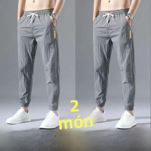 Quần Dài Thường Ngày Bằng Lụa Băng Mùa Hè Nhẹ Thoáng Khí Quần Dài Thể Thao Nam Quần Dài Thoải Mái Không Cần Ủi