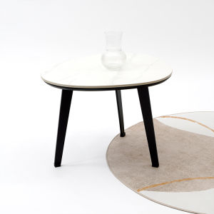 Black Minimalist Italian Style Household Coffee Table Stone Plate Silent Style Small Apartment Scandinavian Designer Oval Shaped Side Table