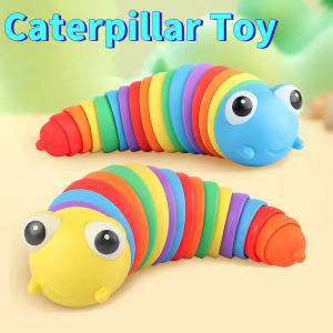 18cm Rainbow Caterpillar Toy Slug Decompression Toy Baby Sensory Toy Stress Relief Toys Mainan Baby