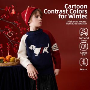 Ask Junior | Kids Color Blocked Crew Neck Pullover Sweater