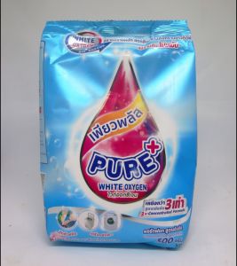 เพียวพลัส(Pure+)🩵🩵ผงซักฟอกเพียวพลัสสูตรเข็มข้น1ถุงปริมาณ500กรัม59฿💦2ถุง109฿