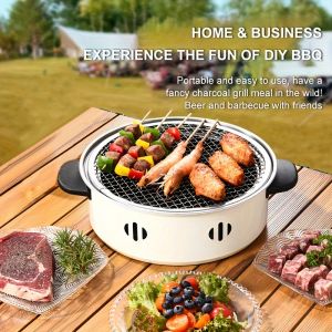 1pcs Portable Barbecue Stove Versatile Tabletop BBQ Grill Pan with Grill Net Perfect for Outdoor Camping and Backyard BBQ Tools