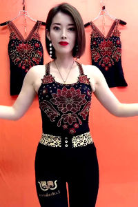 Fashionable All Year Round Wearable Colorful Crystals Sling Beautiful Back Womens New Arrival Slim Looking All-Match Underwear Vest in Spring 2022