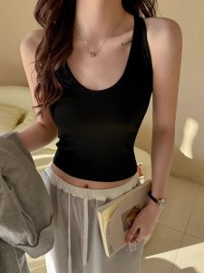 Áo Ba Lỗ Mỏng Ôm Vừa Vặn Cổ Chữ U Phong Cách Mỹ Dành Cho Nữ Mùa Hè Chống Ánh Sáng Áo Khoác Ngoài Áo Ba Lỗ Áo Ba Lỗ