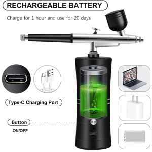 New7.4v Airbrush Nail With Compressor Portable Air Brush Nails Compressor For Nail Art Paint Painting Crafts Airbrush Compressor