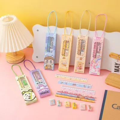 (Random 1 Boxs )卡通手提文具套装礼盒小学生开学礼品幼儿园奖品儿童创意奖励礼物Cartoon-themed Stationery Set Gift Box for Elementary School Students Back-to-School Gifts Kindergarten Awards and Creative Childrens Reward Gifts