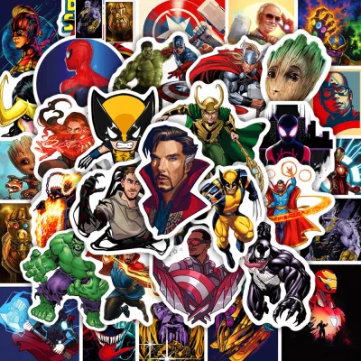 Marvel | 10/30/50pcs Marvel Cartoon Superhero Stickers Cool The Avengers Spider-Man Iron-Man Decals DIY Luggage Guitar Waterproof Sticker
