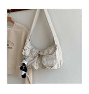 AOAins Unique Lightweight Nylon Underarm Bag for Students Korean-Style Casual Versatile Shoulder Tote with Multiple Pockets