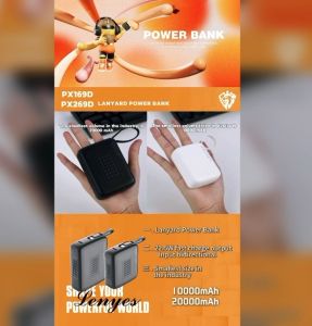 PX269D - Powerbank LENYES PX2-69 D Mini 20000mAh Fast Charging 22.5W Built In Cable Type C Output Power Bank Portable
