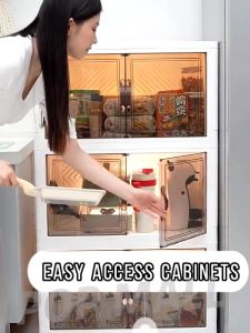 ตู้เก็บของ ตู้อเนกประสงค์ ตู้วางของ กล่องเก็บของพับได้ ครัวตู้กับข้าวพร้อมประตู ตู้ลิ้นชักพลาสติก มีล้อชั้นวางอเนกประสง