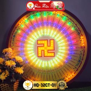 Hào Quang Led 32 Chương Trình Chữ Vạn CHÂN THIỆN MỸ Đèn Trang Trí Bàn Thờ Cho Tượng Phật HQ-32CT-01