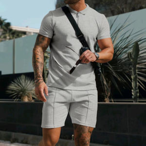Summer New Men Fashion Casual Sets Short Sleeve Polo Shirt Suit 2 Pcs Sets Sportwear Male Clothing Ropa Y2k Barata