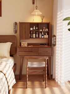 DONGMU | Solid Wood Dressing Table with Hidden Mirror Small Space Saving Simple Design