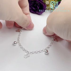 SilverWholesale #BB158 Original Silver 925 "Sparkling Mickey Mouse Love Heart" Baby Bracelet Anklet (Gelang Kaki/Tangan untuk Bab