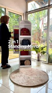 Adapta - Standing Mirror 2in1 Tas & Hijab Kaca Atas Oval - Lemari Cermin Berdiri Tas dan Hijab