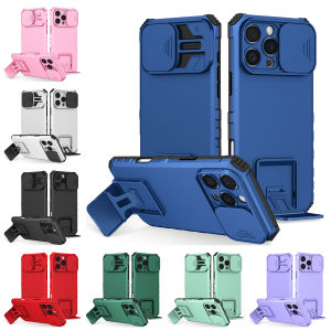 Slide Camera Protection Armor Phone Case for IPhone 16e 16 15 14 13 12 11 8 7 Plus Pro X XS XR Max SE Plastic Holder Hard Cover
