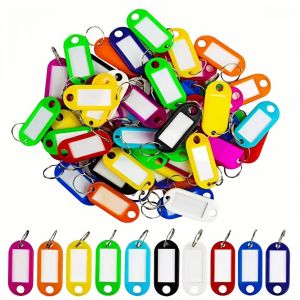 10-100 PCS Multicolor Plastic Keychain ID Label Tags Luggage ID Tags Hotel Number Classification Card Key Rings Keychain