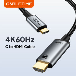CABLETIME Thunderbolt 3 Video Adapter 4K 60Hz USB-C to HDMI Cable for MacBook Air Samsung iPhone 17 Type-C Laptop TV