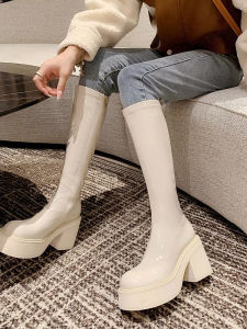 Giày Bốt Cao Gót Co Giãn Cho Nữ Mùa Thu Đông Cao Đến Đầu Gối Phong Cách Mới Giày Bốt Cao Gót Tăng Chiều Cao Cho Phụ Nữ Nhỏ Nhắn