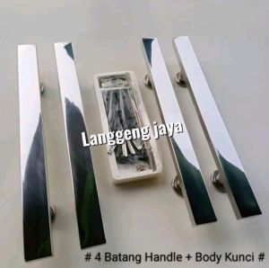 Terbagus 4pcs+body kunci set 45cm 60cm 80cm Handle pintu rumah gagang pintu set Tarikan pintu full stainless steel