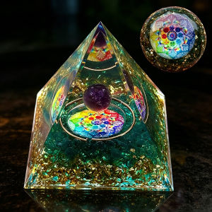 2pcs Natural Amethyst Crystal Pyramid And Pendant Set with Lapis Lazuli Stone Mandalay Crystal Pyramid Kit for Energy Healing