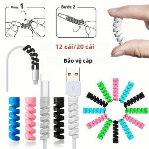 12 Chiếc/20 Chiếc Xoắn Ốc Cáp Silicon Dây Bảo Vệ USB Sạc Tiết Kiệm Linh Hoạt Tổ Chức Cho Tất Cả Các Dòng Dữ Liệu Điện Thoại
