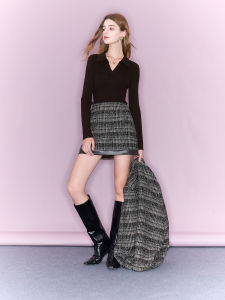3COLOUR·S | Plaid Patchwork A-line Skirt