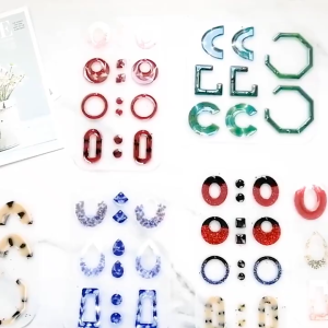 Crystal Resin Earring Silicone Mold DIY Jewelry Making Pendant Studs Geometric Shapes Round Hoop Epoxy Molds for Handmade Accessories