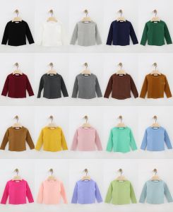 Children's Candy Color Long Sleeve Round Neck T-Shirt Girls Slim Fit Base Shirt Baby Autumn Pure Color Korean Style Cotton Tee