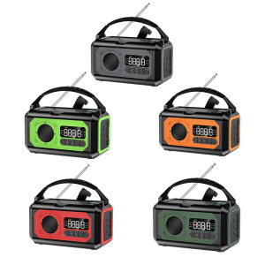 12000mAh Emergency Weather Radio with 2 Solar Panels Solar Hand Crank Multifunction Radio Flashlight for Outdoor Camping