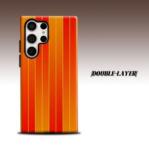 Warm Gradient Stripe For Samsung Galaxy S26 S25 S24 A56 A36 Dual Layer Luxury Fashion Full Lens Protective Case
