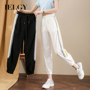 IELGY Quần Nỉ Nhanh Khô Vải Viscose Cầu Vồng Quần Thường Ngày Dáng Rộng Cạp Cao Cạp Cao Cạp Chín Điểm Mỏng Chống Nắng Mùa Hè Cho Nữ