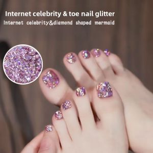 Summer 2023 Nail Glitter Trendy Manicure Decorative Purple Holographic Flashing Nail Dust Shiny Particle Nail Art Decoration