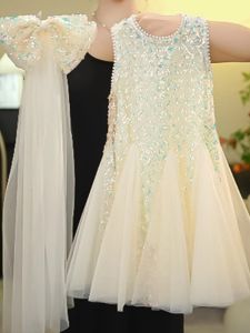 Princess Style Glitter Mesh Skirt Summer Dress for Little Girls Shiny Fairy Tale Princess Clothes Childrens Birthday Outfits