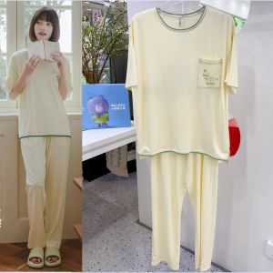 Cool Sensation Silk Sleepwear round Neck Overhead Casual Home Clothes Womens Pyjamas Comfortable Breathable Lightweight Summer Home Fashion