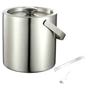 【Fast Delivery】Double Wall Stainless Steel Insulated Chilling Ice Bucket Cooler Bucket for Wine Champagne Whiskey Vodka Cocktails Beer【Arrive 1-3 Days】