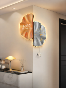 HAOJIUBUJIAN | Modern Corner Ginkgo Leaf Digital Perpetual Calendar Clock