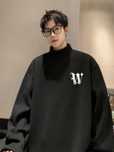 เสื้อยืดคอกลมแขนยาวผู้ชาย ทรงหลวม อบอุ่น เสื้อชั้นในผ้าเดอร์โมลินเนอร์หนา ฤดูหนาว 2025 เสื้อตัวบนแฟชั่น