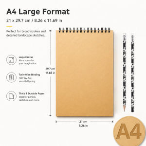 2 football pencils + 1 black sketchbook (A4/A5/A6/16K) suitable for drawing and sketching.