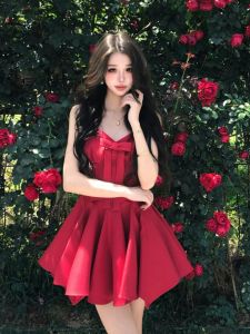 CHANGTONG | Vintage Waist-Cinching Puffy Dress