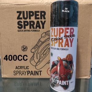 Pilox Pilok Zuper Spray Paint Black Hitam Glossy Mengkilap 39 400cc Cat Semprot Zuper Acrylic Ukuran Besar 400 cc Quick Drying Formula /Cepat Kering