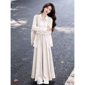 NUMEN BUTTON | Spring Relaxed Style Women Set Shirts Vest and High Waist Culottes