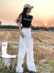 Quần Jeans Denim Ống Rộng Cạp Cao Quần Dài Co Giãn Mùa Hè Cho Nữ Vải Lyocell Quần Jeans Thường Ngày Cao Cấp Có Nút