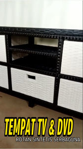Rak Lemari Meja TV 43 inci Rotan Sintetis 5 Laci & Buffet Ruang Tamu