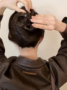 Acrylic Round Shape Grab Clip Hair Clip Back Hairpin Headwear for Women