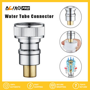 AumoPro 1PC Automatic Water Stop Washing Machine Water Tube Connector Snap Type 1/2 Angle Valve Spout Water Pipe Fittings All Copper Faucet Connector Stainless Steel Adapter Spout Universal