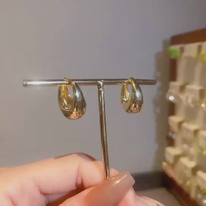 Stainless Steel Smooth Metal Chunky Hoop Earrings for Women Girls Fashion Round Circle Hoops Statement Earrings Punk Jewelry