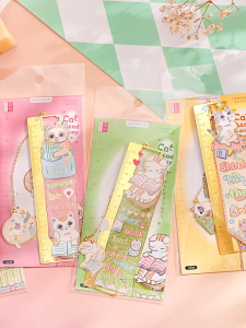 *AUG DEALS* Cute Little Kitten Cat Academy Ruler Scale Metal Bookmark Pendant Reading Student School Stationery Souvenir Gift Idea