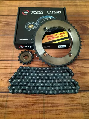 Gear Set Gear Paket Gir Set Kawasaki KLX 150 S L BF D tracker merk hokage bahan Baja Sepuhan