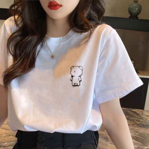 Sanrio | Korean Minimalist Teddy Bear Print Short Sleeved Design Feeling Niche T-shirt Womens Summer Oversized Loose Casual Top T-shirt